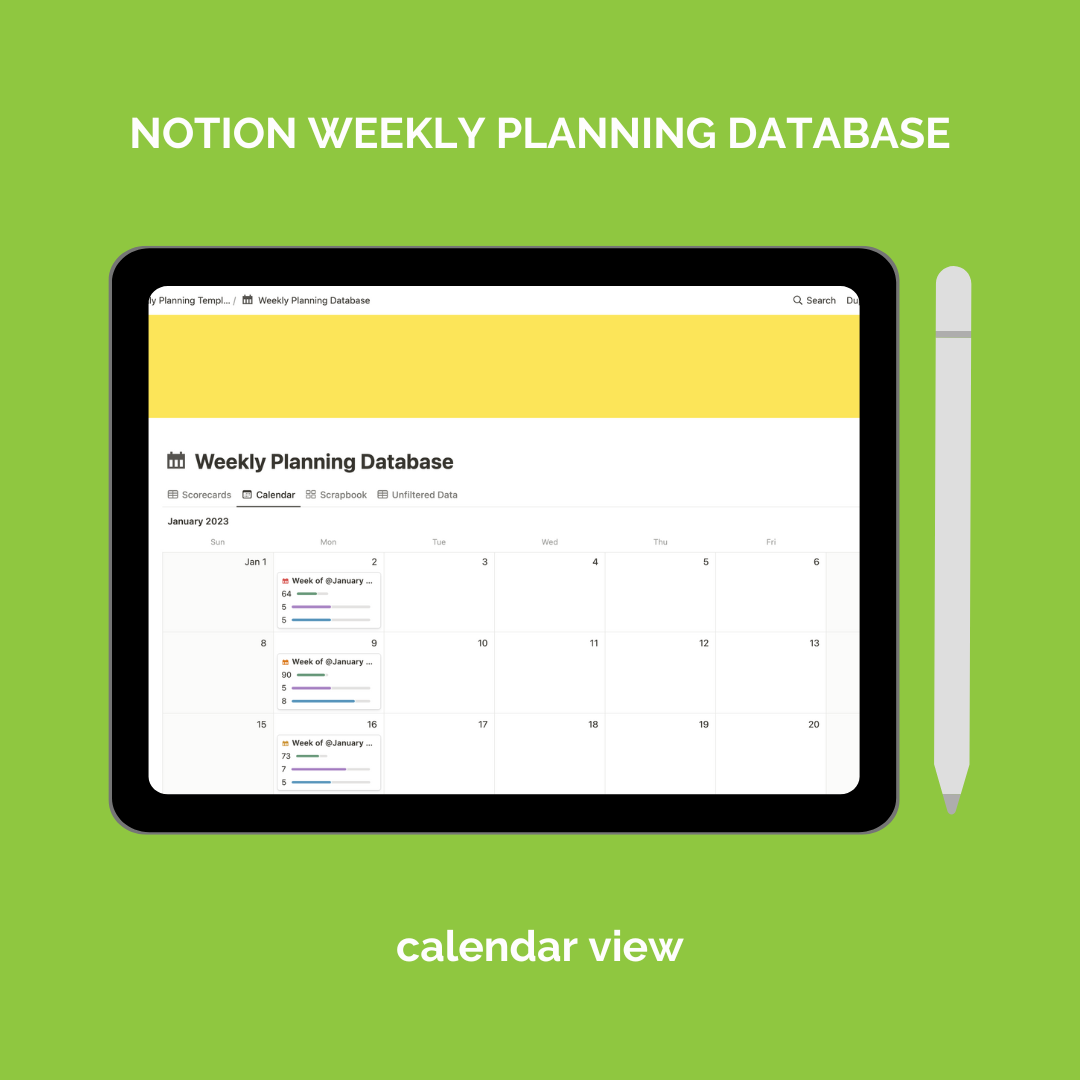 Notion Weekly Planning Database