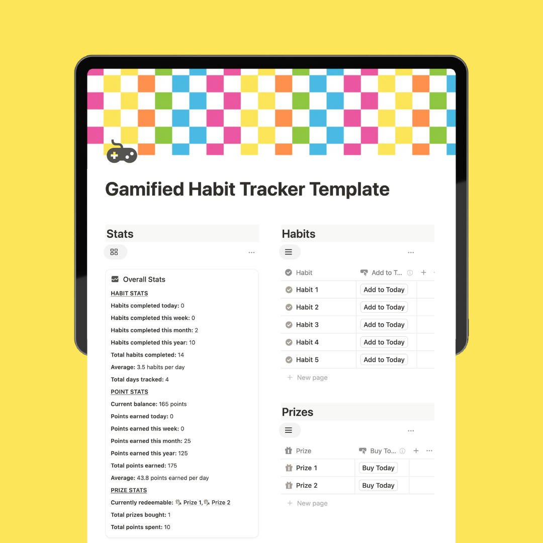 Gamified Habit Tracking Notion Template
