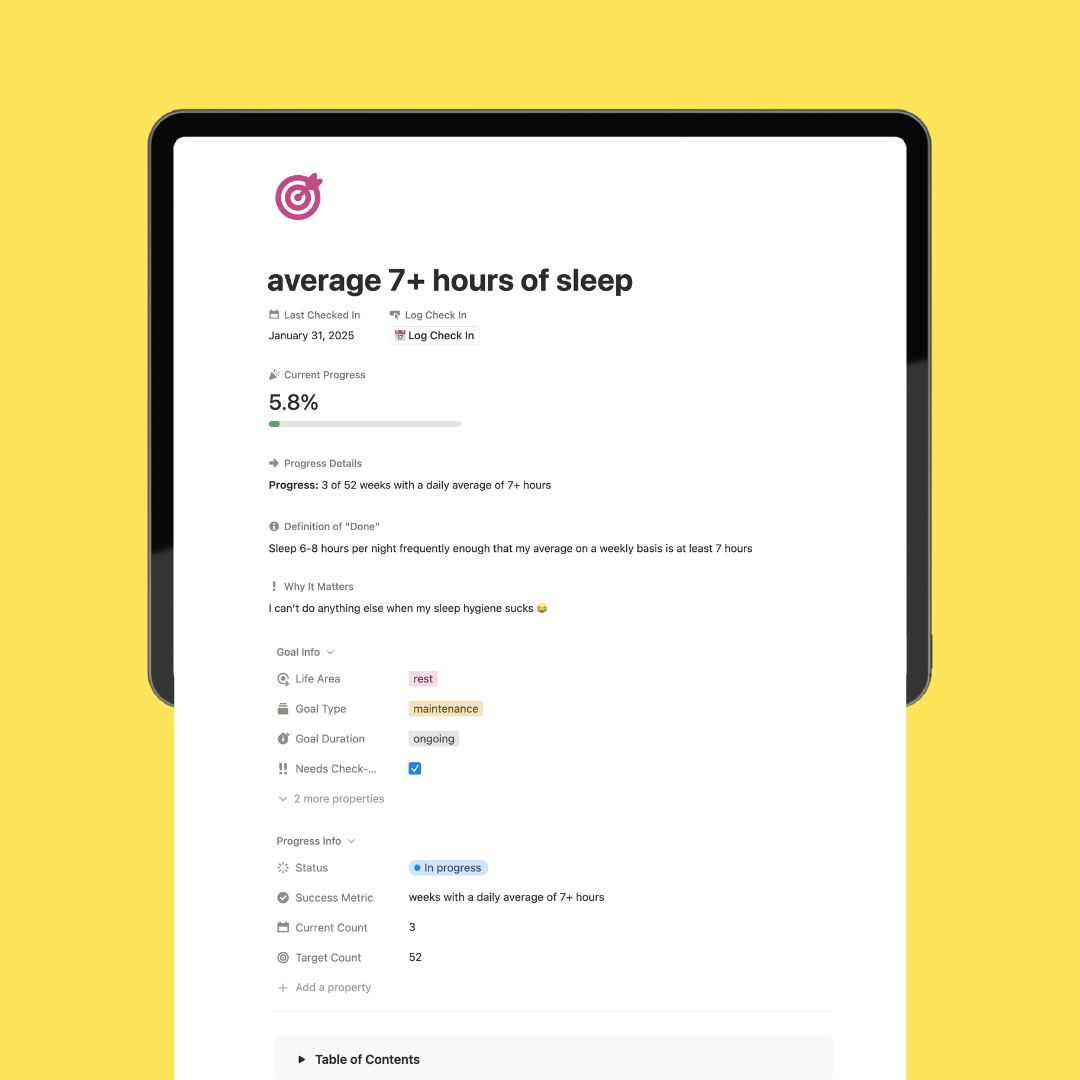 Gentle Goal-Tracking Notion Template