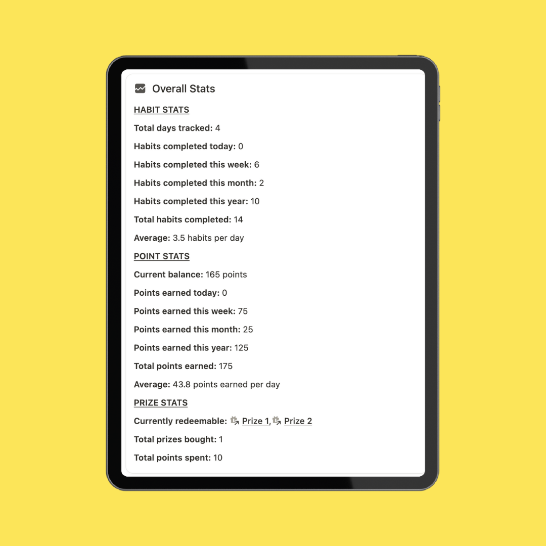 Gamified Habit Tracking Notion Template