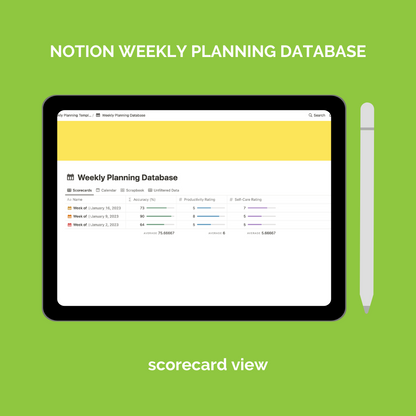 Notion Weekly Planning Database
