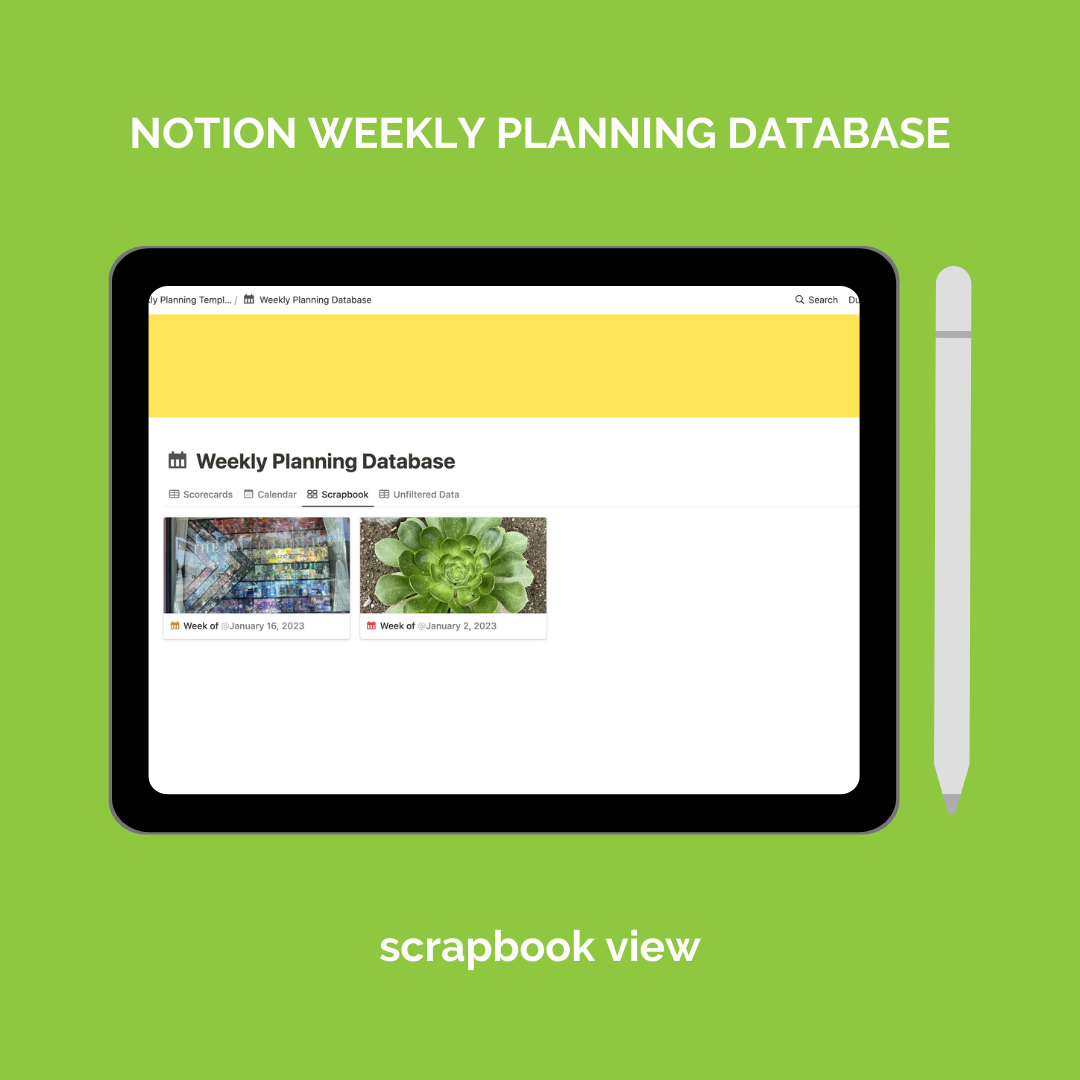 Notion Weekly Planning Database